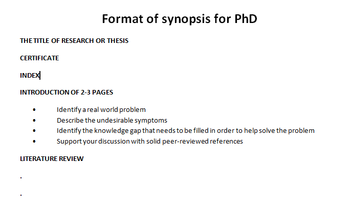 synopsis format for phd in hindi