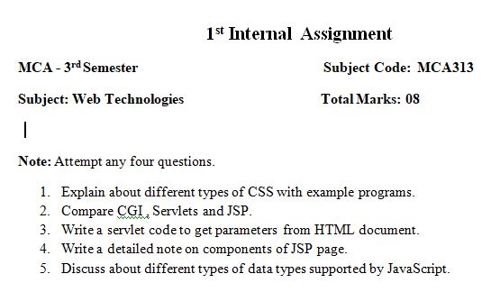 web technology assignment questions