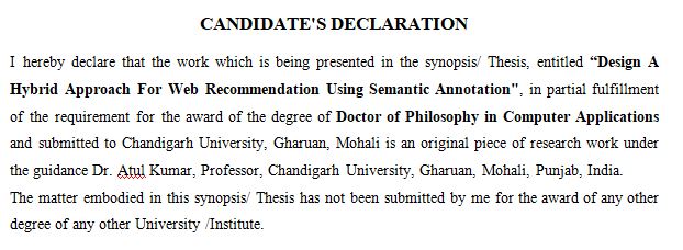 declaration for master thesis