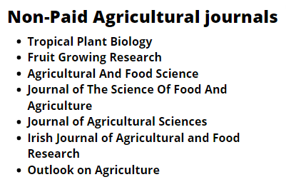 Agricultural journals without publication fees  PhDTalks