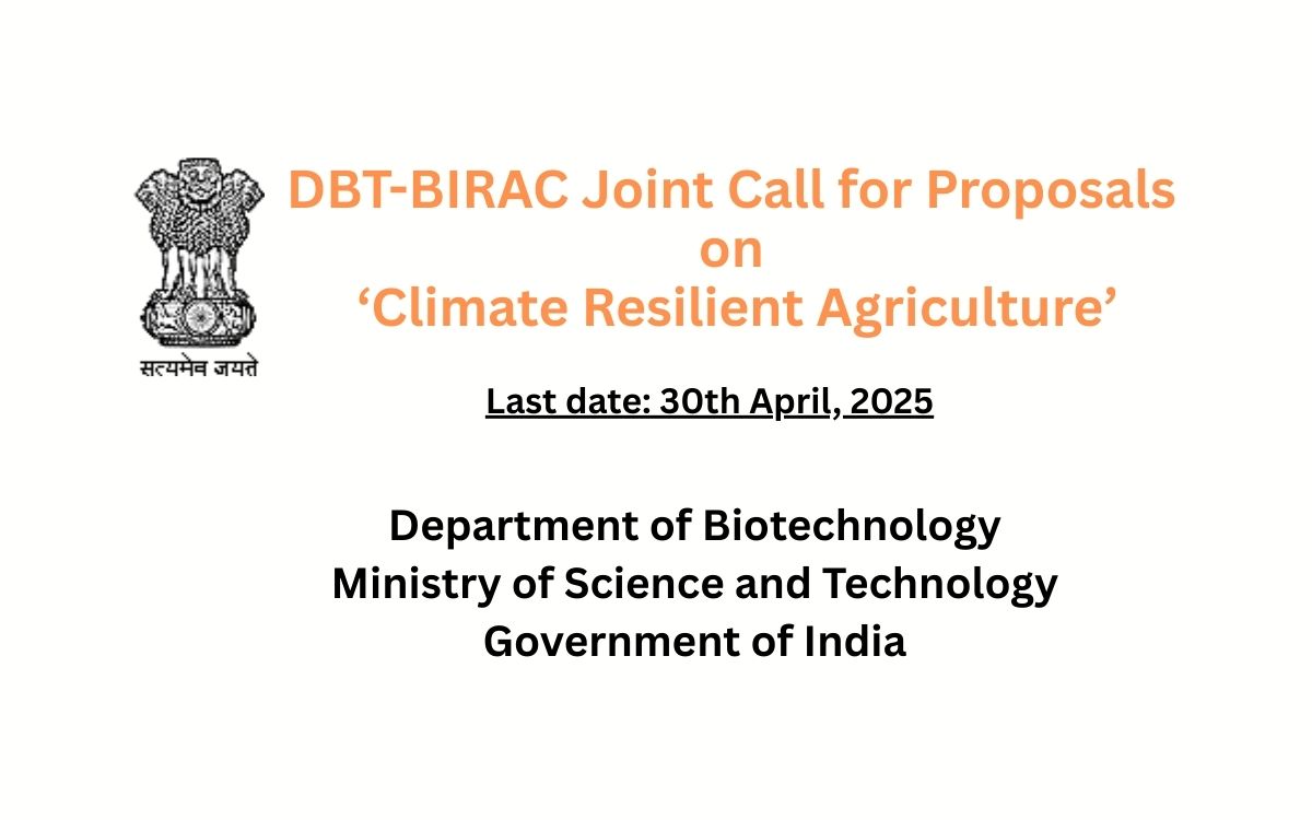 DBT-BIRAC joint Call for Proposals on ‘Climate Resilient Agriculture ...